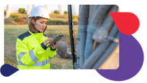 Technician in the field with mobile CMMS software for preventative maintenance
