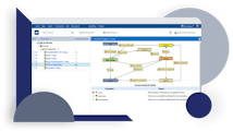 Meridian Cloud Business workflow diagram user interface; scale for enterprise 