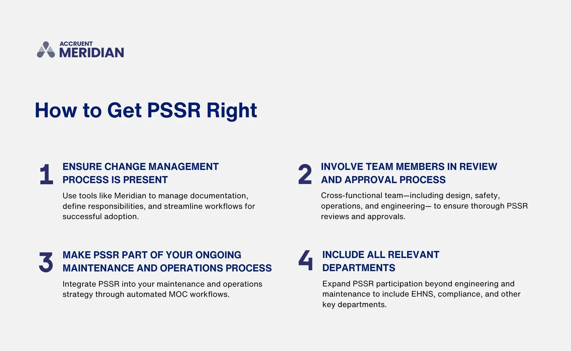 A graphic shows four steps to get PSSR right