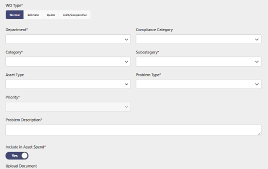 Maintain Screenshot Work Order Management