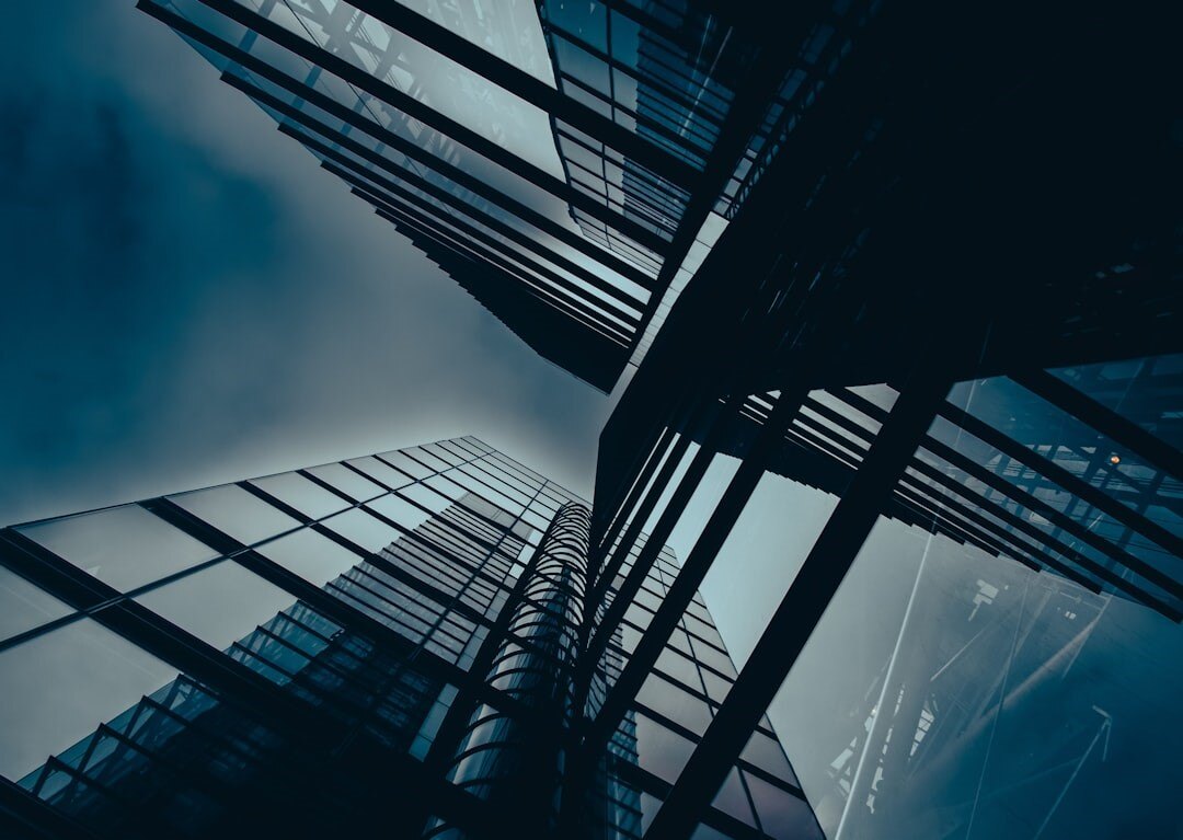 Looking up view of a tall building